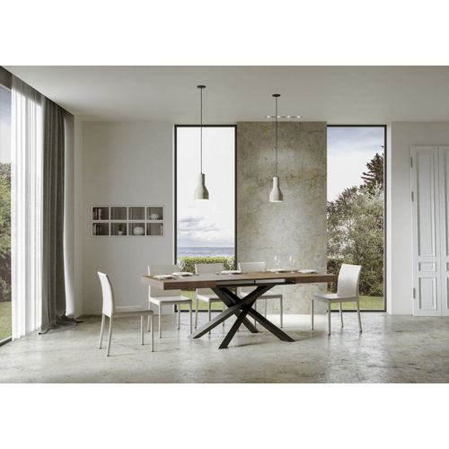 Table Extensible 90x140/400 Cm Volantis Noyer Cadre Anthracite