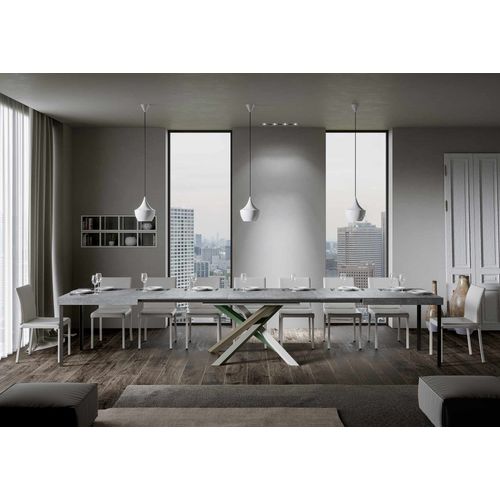 Table Extensible 90x140/400 Cm Volantis Gris Béton Cadre 4/a