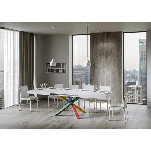 Table Extensible 90x140/400 Cm Volantis Frêne Blanc Cadre 4/b