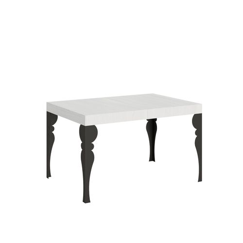 Table Extensible 90x140/400 Cm Paxon Frêne Blanc Cadre Anthracite