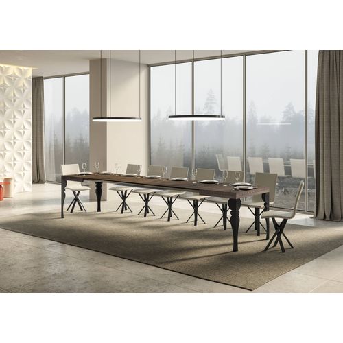 Table Extensible 90x140/400 Cm Paxon Noyer Cadre Anthracite