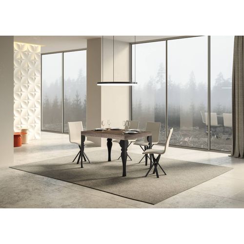 Table Extensible 90x140/400 Cm Paxon Noyer Cadre Anthracite