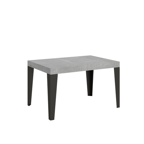 Table Extensible 90x140/400 Cm Flame Gris Béton Cadre Anthracite
