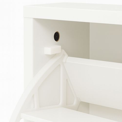 Emma - Meuble à Chaussures Gain De Place 2 Portes 55x82x25 Cm 12 Paires En Bois Blanc