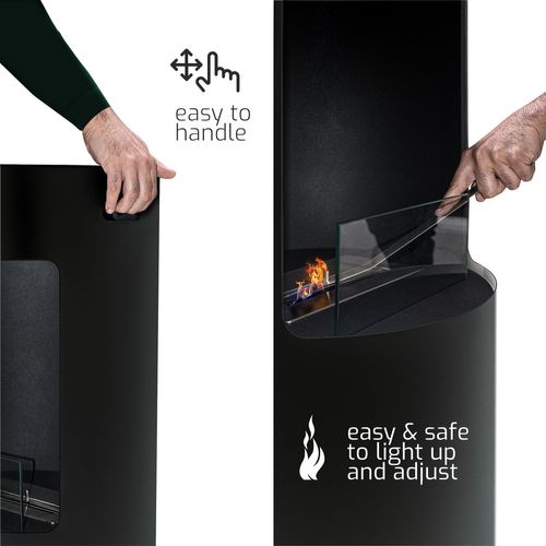 Giulio Cesare - Cheminée à Bioéthanol De Sol D.40x80 Cm Design D’intérieur En Acier Inoxydable Noir