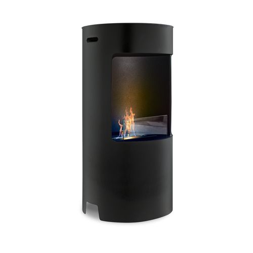Giulio Cesare - Cheminée à Bioéthanol De Sol D.40x80 Cm Design D’intérieur En Acier Inoxydable Noir