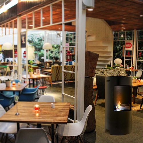 Giulio Cesare - Cheminée à Bioéthanol De Sol D.40x80 Cm Design D’intérieur En Acier Inoxydable Noir