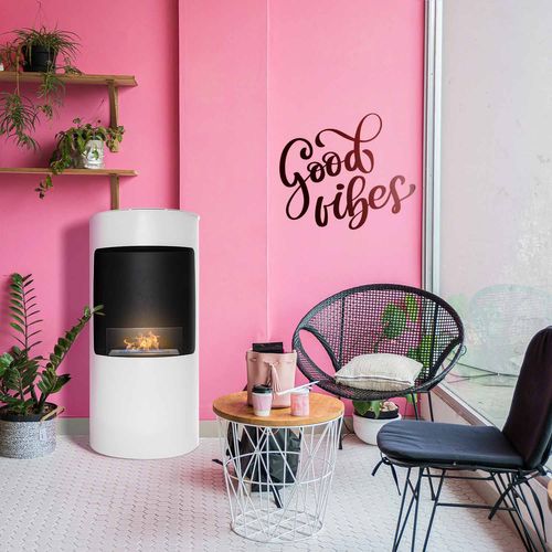 Giulio Cesare - Cheminée à Bioéthanol De Sol D.40x80 Cm Design D’intérieur En Acier Inoxydable Blanc