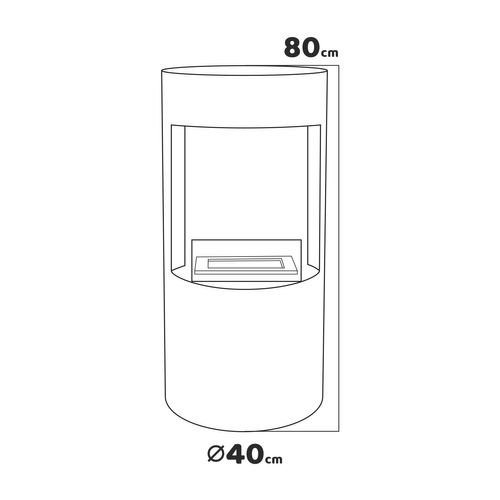 Giulio Cesare - Cheminée à Bioéthanol De Sol D.40x80 Cm Design D’intérieur En Acier Inoxydable Blanc