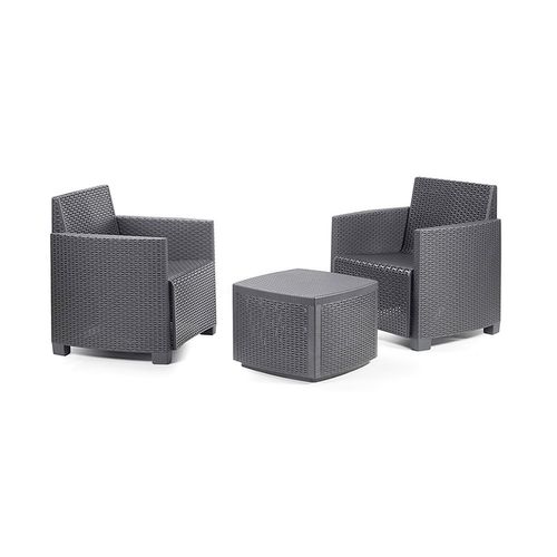 Trinacria - Salon De Jardin En Polyrotin - 2 Fauteuils + Table Basse