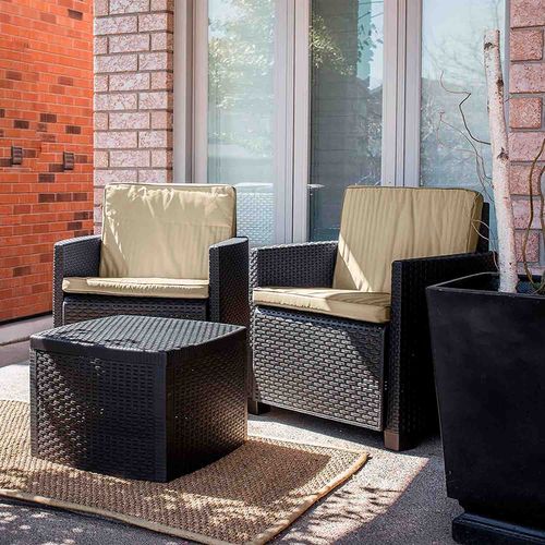 Trinacria - Salon De Jardin En Polyrotin - 2 Fauteuils + Table Basse