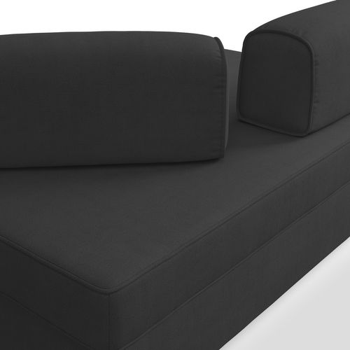 Liberty Canapé Avec Pouf Amovible Et Dossier Amovible En Tissu Imperméable T02 160 Cm Noir