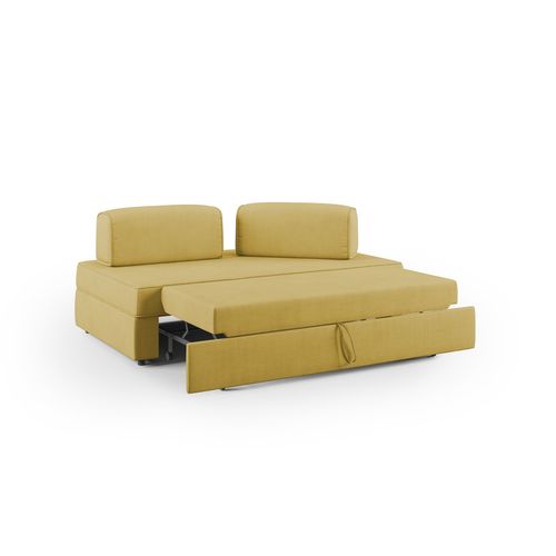 Liberty Canapé Avec Pouf Amovible Et Dossier Amovible En Tissu Imperméable T02 180 Cm Jaune