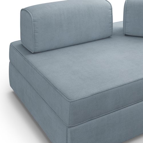 Liberty Canapé Avec Pouf Amovible Et Dossier Amovible En Tissu Imperméable T02 180 Cm Bleu Pastel