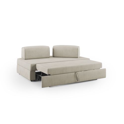 Liberty Canapé Avec Pouf Amovible Et Dossier Amovible En Tissu Imperméable T02 180 Cm Creme