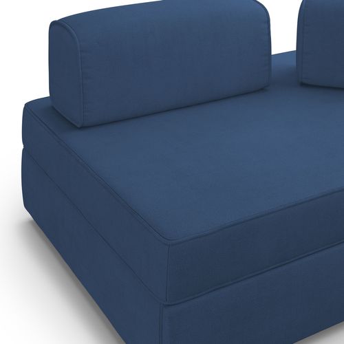 Liberty Canapé Avec Pouf Amovible Et Dossier Amovible En Tissu Imperméable T02 180 Cm Bleu