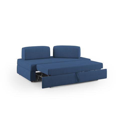 Liberty Canapé Avec Pouf Amovible Et Dossier Amovible En Tissu Imperméable T02 180 Cm Bleu