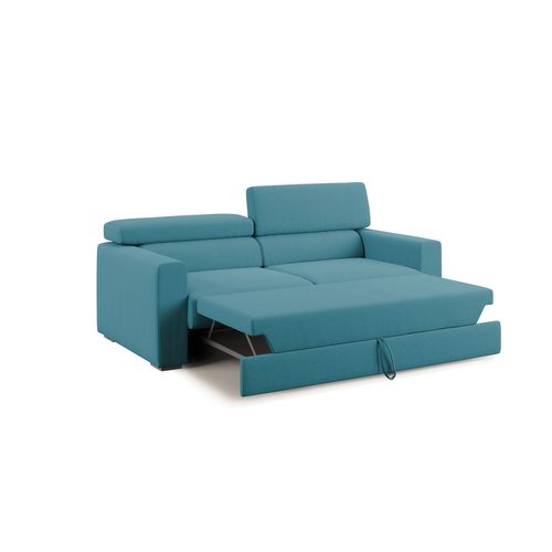 Dylan Canapé Avec Pouf Amovible En Tissu Effet Coton Imperméable T13 158 Cm Bleu Ciel