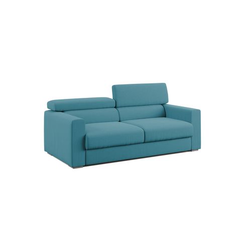 Dylan Canapé Avec Pouf Amovible En Tissu Effet Coton Imperméable T13 158 Cm Bleu Ciel