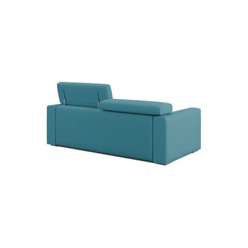 Dylan Canapé Avec Pouf Amovible En Tissu Effet Coton Imperméable T13 158 Cm Bleu Ciel