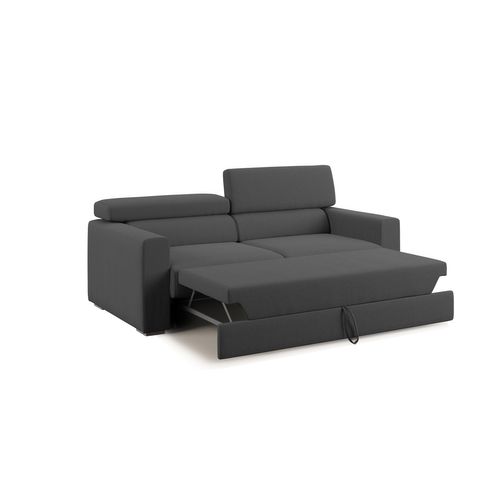 Dylan Canapé Avec Pouf Amovible En Tissu Effet Coton Imperméable T13 158 Cm Anthracite