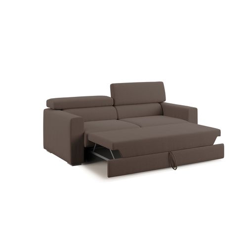 Dylan Canapé Avec Pouf Amovible En Tissu Effet Coton Imperméable T13 158 Cm Brun