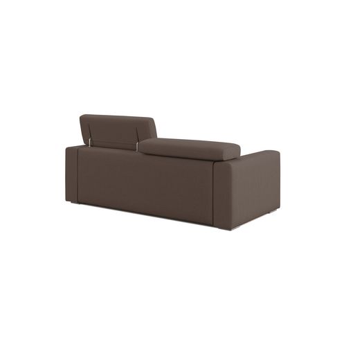 Dylan Canapé Avec Pouf Amovible En Tissu Effet Coton Imperméable T13 158 Cm Brun