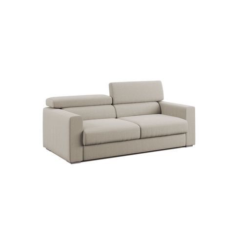 Dylan Canapé Avec Pouf Amovible En Tissu Effet Coton Imperméable T13 188 Cm Creme