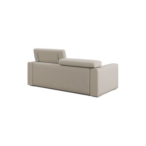 Dylan Canapé Avec Pouf Amovible En Tissu Effet Coton Imperméable T13 188 Cm Creme