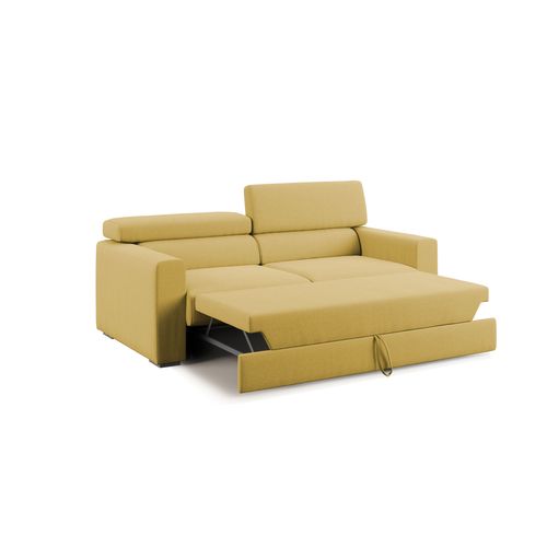 Dylan Canapé Avec Pouf Amovible En Tissu Effet Coton Imperméable T13 188 Cm Jaune