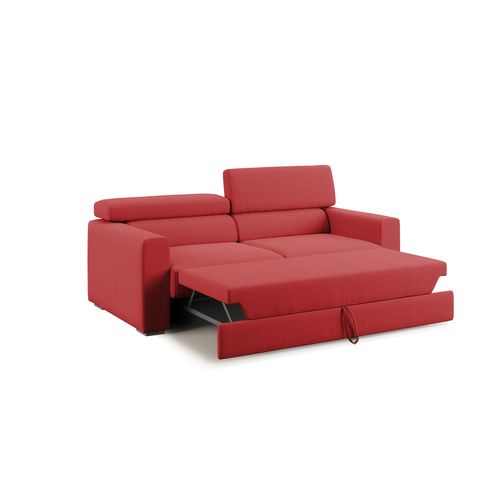 Dylan Canapé Avec Pouf Amovible En Tissu Effet Coton Imperméable T13 188 Cm Rouge
