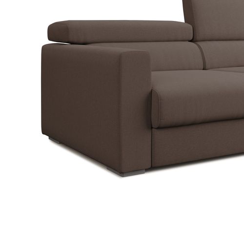 Dylan Canapé Avec Pouf Amovible En Tissu Effet Coton Imperméable T13 188 Cm Brun