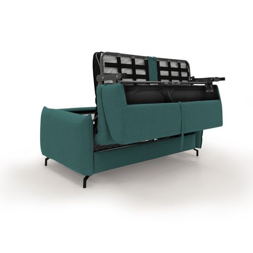 Scarlet Canapé Lit Convertible En Tissu Coton Mixte Imperméable T19 215 Cm (mat.160x197) Bleu Canard