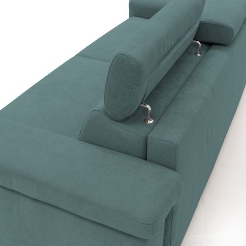 Giunone Canapé Convertible Matelas H18 Cm En Tissu Imperméable T02 220 Cm (mat. 140x297) Bleu Canard