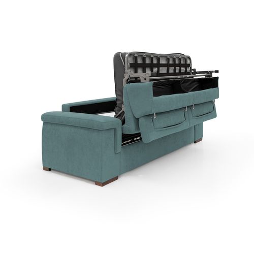 Giunone Canapé Convertible Matelas H18 Cm En Tissu Imperméable T02 220 Cm (mat. 140x297) Bleu Canard