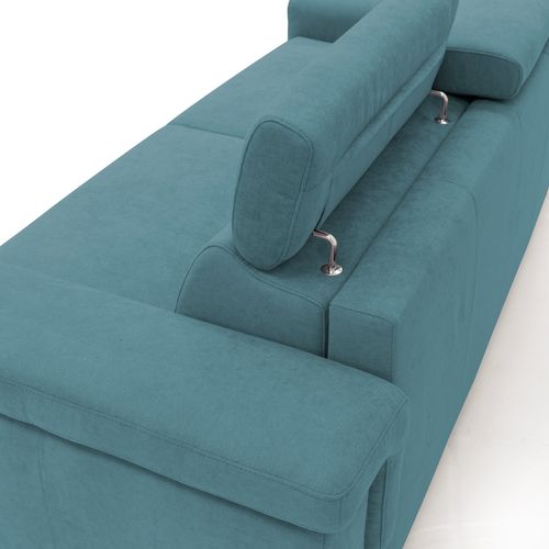 Giunone Canapé Convertible Matelas H18 Cm En Tissu Imperméable T02 220 Cm (mat. 140x297) Bleu Ciel