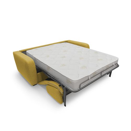 Duna Canapé Lit Convertible Matelas 20 Cm En Tissu Imperméable T03 195 Cm (mat. 140x197) Jaune