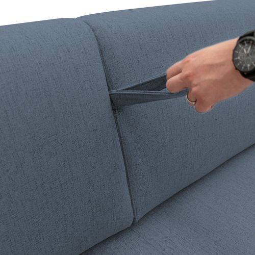 Duna Canapé Lit Convertible Matelas 20 Cm En Tissu Imperméable T03 215 Cm (mat. 160x197) Bleu