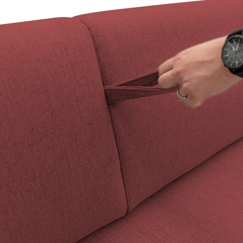 Duna Canapé Lit Convertible Matelas 20 Cm En Tissu Imperméable T03 215 Cm (mat. 160x197) Rouge