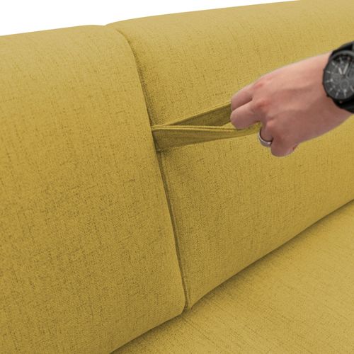 Duna Canapé Lit Convertible Matelas 20 Cm En Tissu Imperméable T03 215 Cm (mat. 160x197) Jaune