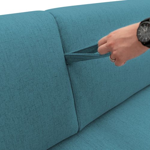 Duna Canapé Lit Convertible Matelas 20 Cm En Tissu Imperméable T03 215 Cm (mat. 160x197) Bleu Ciel