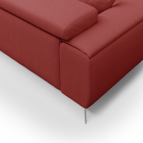 Fusion Canapé Avec Assises Coulissantes En Tissu Doux Antitache T05 215 Cm Rouge