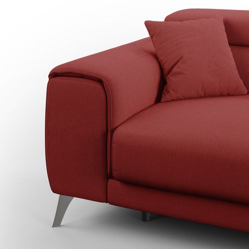Fusion Canapé Avec Assises Coulissantes En Tissu Doux Antitache T05 215 Cm Rouge