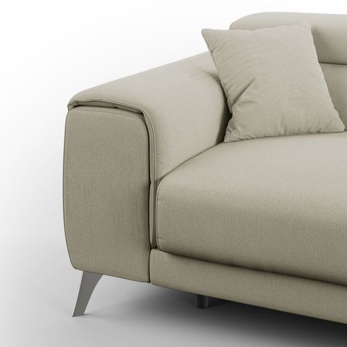 Fusion Canapé Avec Assises Coulissantes En Tissu Doux Antitache T05 215 Cm Creme