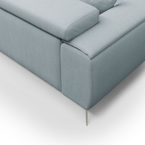 Fusion Canapé Avec Assises Coulissantes En Tissu Doux Antitache T05 215 Cm Bleu Pastel