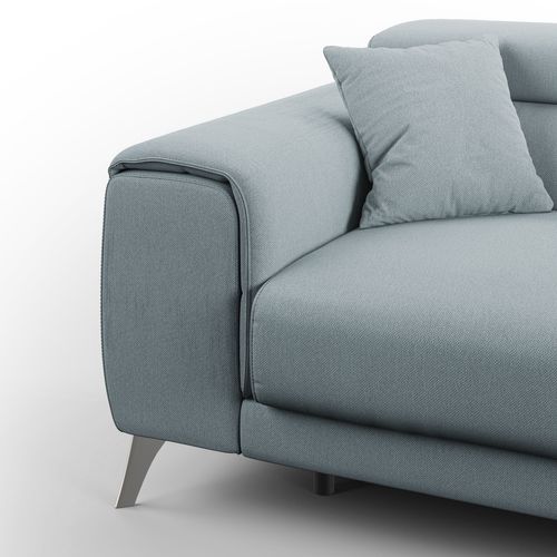 Fusion Canapé Avec Assises Coulissantes En Tissu Doux Antitache T05 215 Cm Bleu Pastel