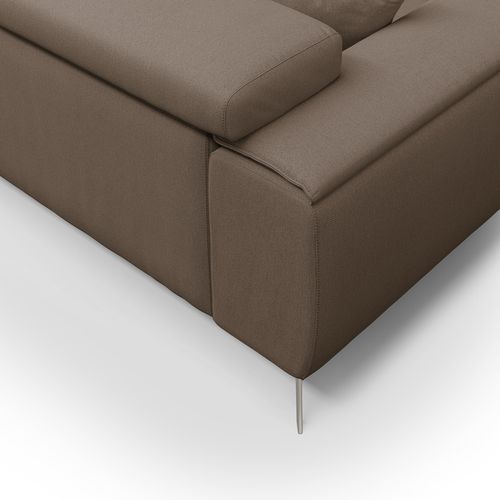 Fusion Canapé Avec Assises Coulissantes En Tissu Doux Antitache T05 215 Cm Brun