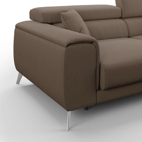 Fusion Canapé Avec Assises Coulissantes En Tissu Doux Antitache T05 215 Cm Brun