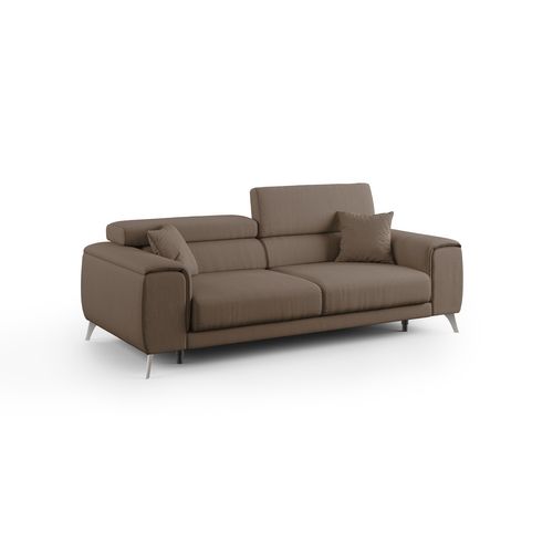 Fusion Canapé Avec Assises Coulissantes En Tissu Doux Antitache T05 215 Cm Brun