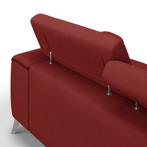 Fusion Canapé Avec 3 Assises Coulissantes En Tissu Doux Antitache T05 260 Cm Rouge